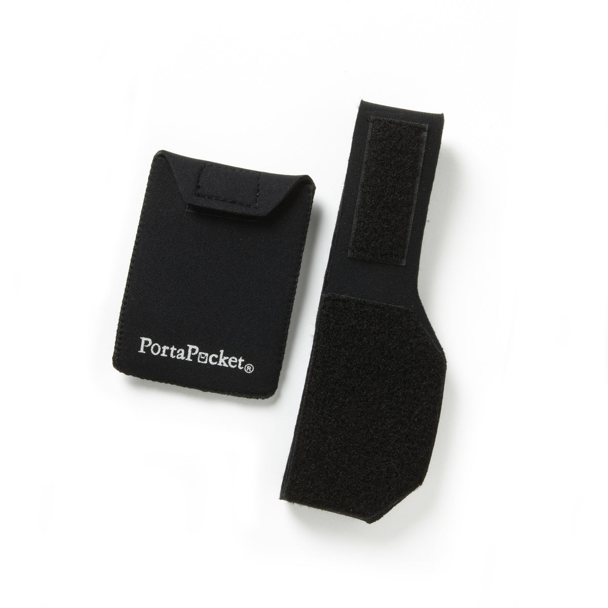 pocket safe wallet: black neoprene small Velcro-mounted PortaPocket pocket & adjustable 18" band