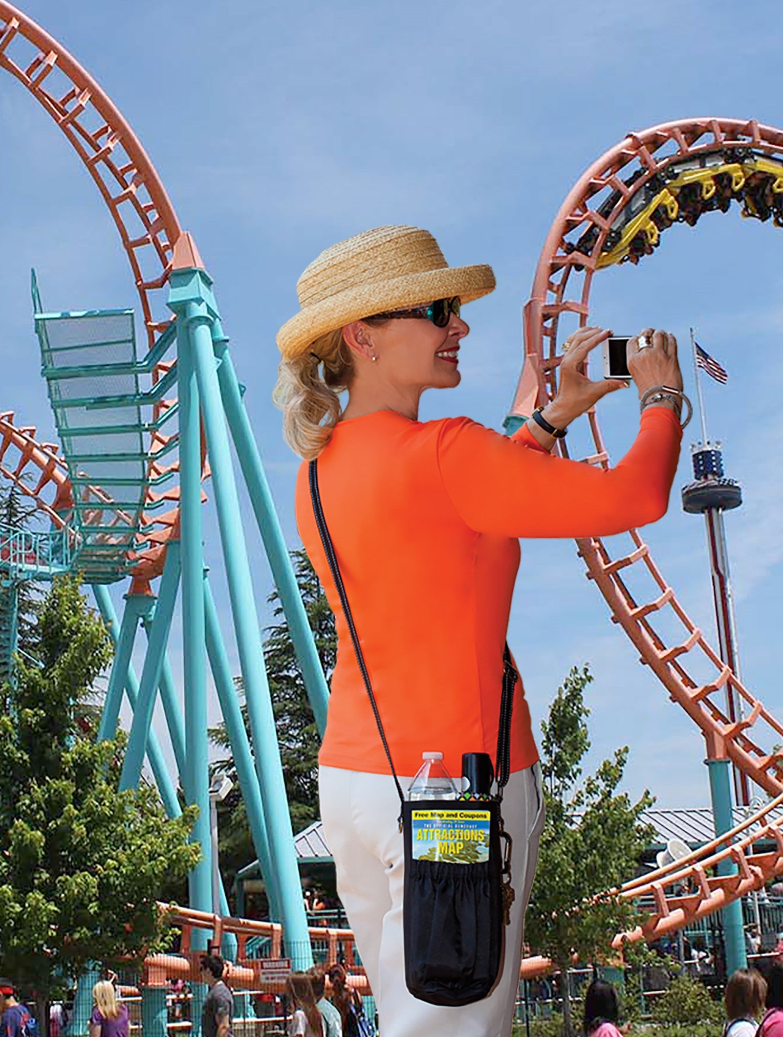 The Go Caddy Water Bottle Holder ~  cylindrical tote bag ~ fits bottles up to 1.5 liter