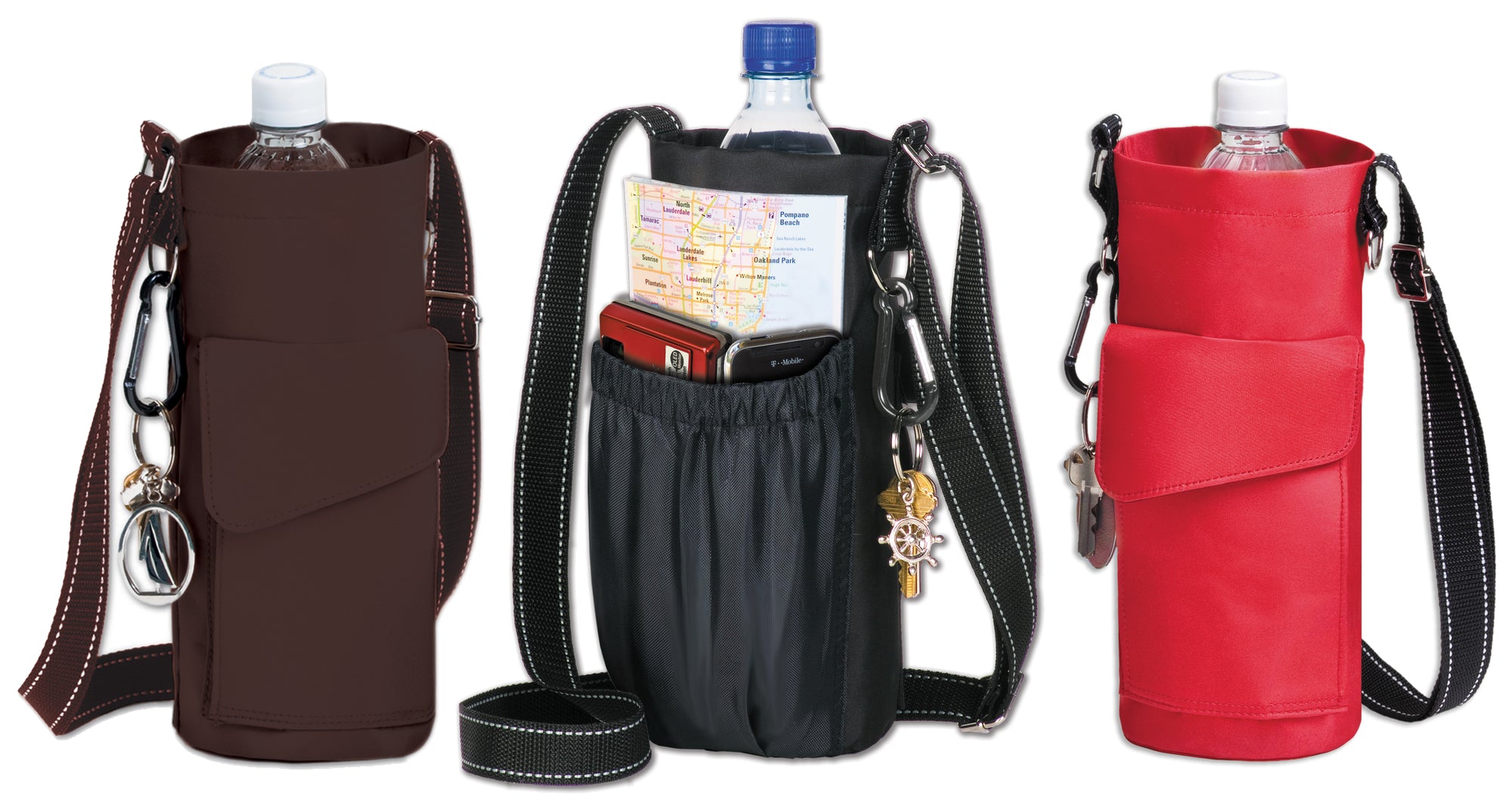 The Go Caddy Water Bottle Holder ~  cylindrical tote bag ~ fits bottles up to 1.5 liter