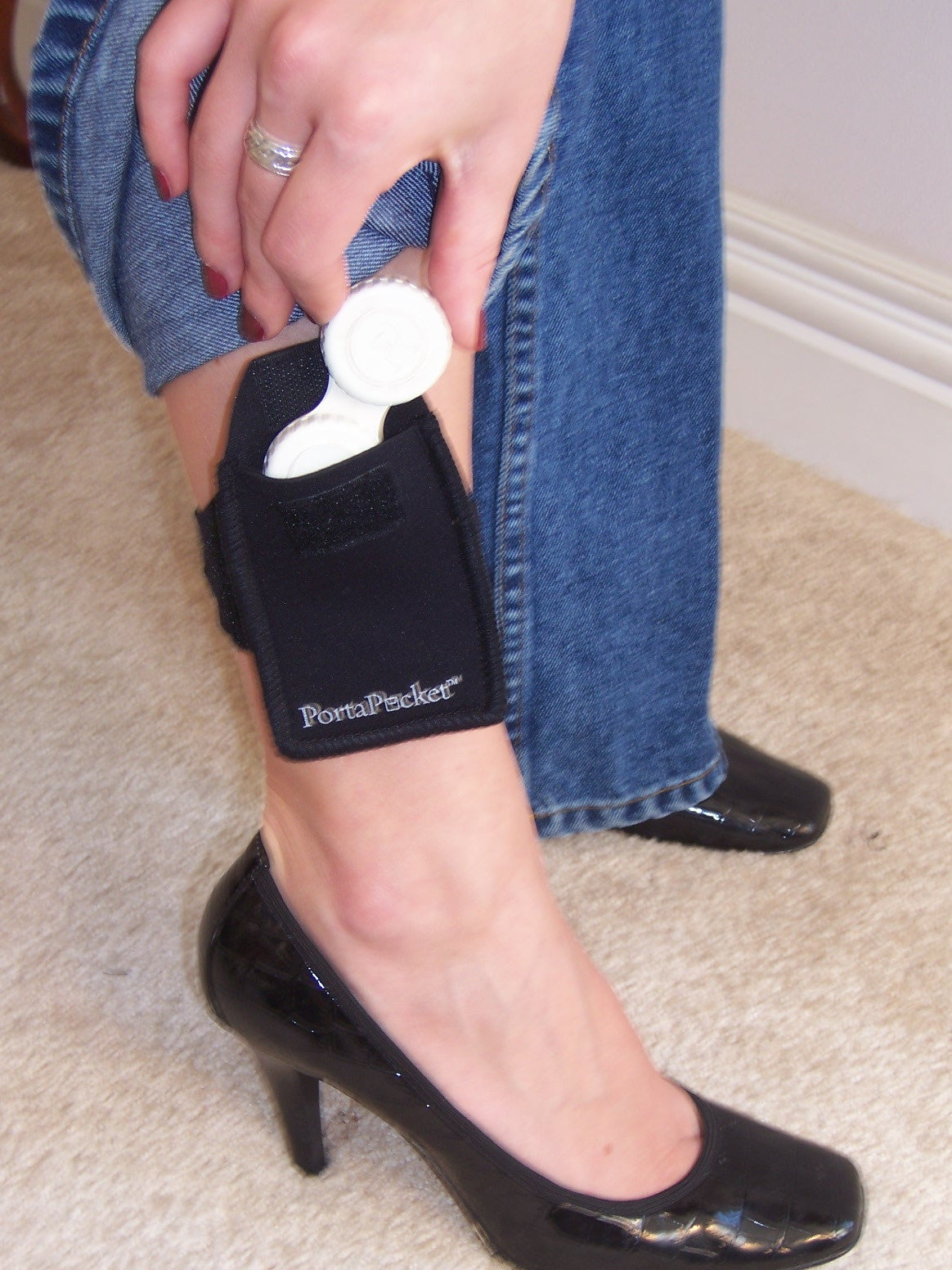 Contact lens case can be handy while worn in PortaPocket pocket around your ankle