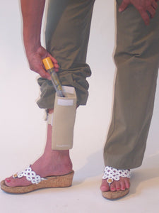how to wear EpiPens in secret, under a pantleg
