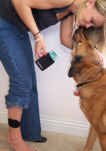 PortaPocket is comfortable to wear around your ankle under jeans; handy for dog walks and walking in general