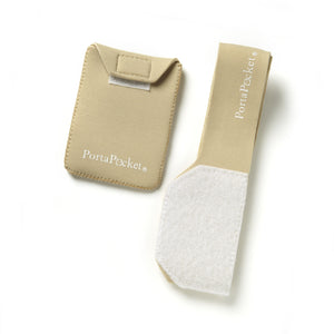 Beige neoprene small detachable, Velcro-mounted PortaPocket pocket and adjustable 18" band 