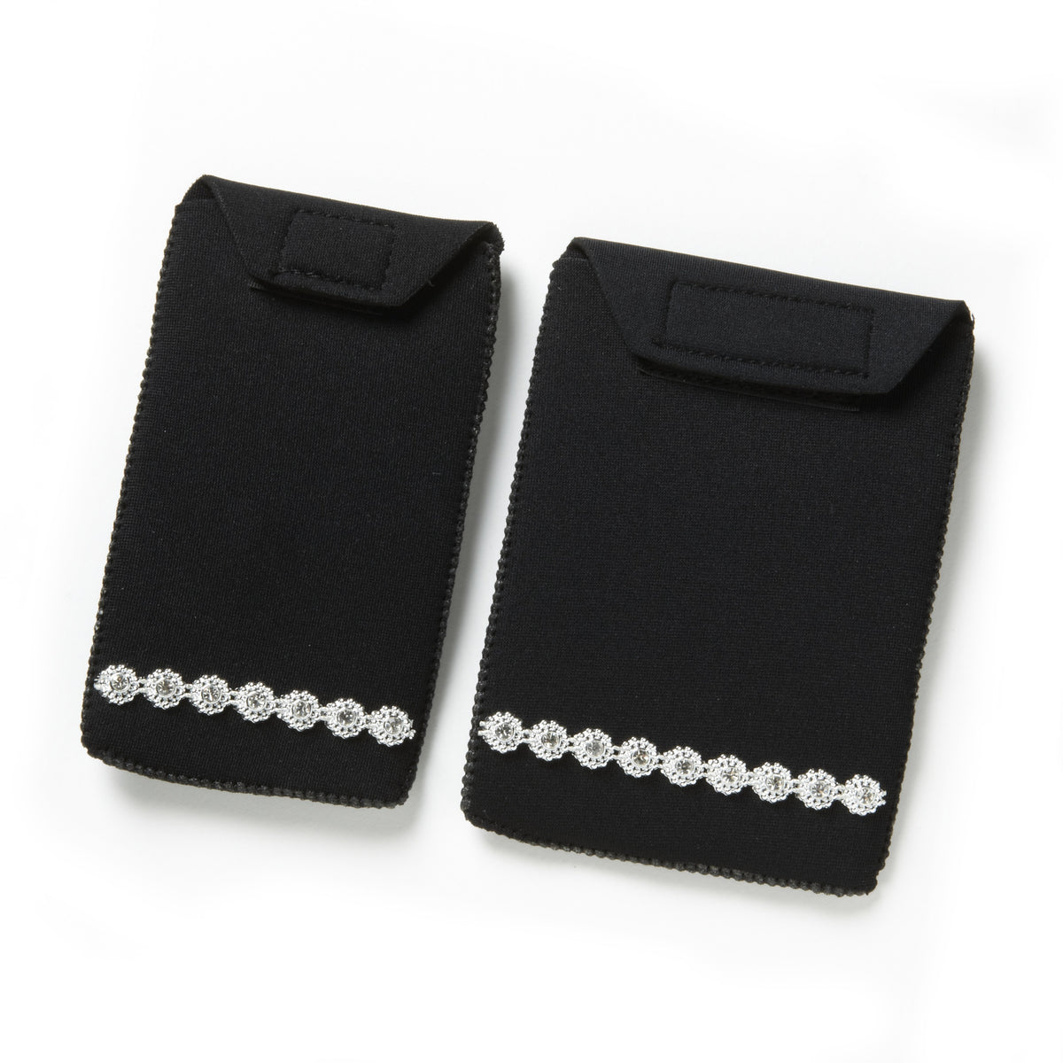 embellished pockets to fit passports, insulin pumps (etc); belt- loop mountings 