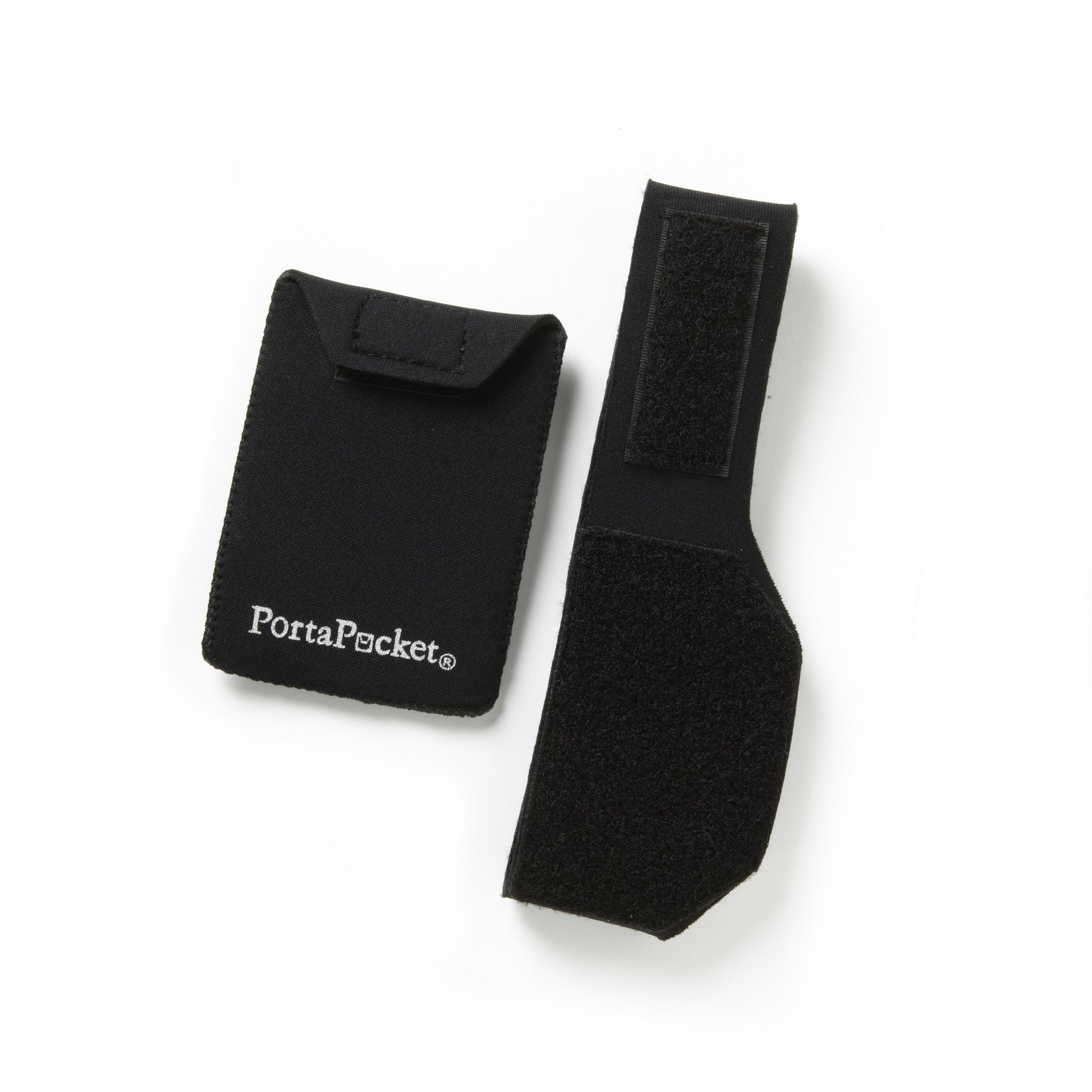 pocket safe wallet: black neoprene small Velcro-mounted PortaPocket pocket & adjustable 18" band 