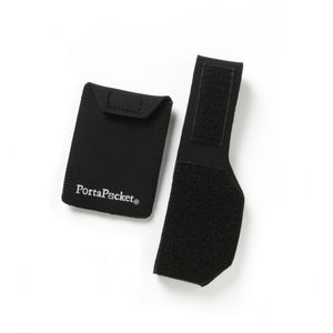 pocket safe wallet: black neoprene small Velcro-mounted PortaPocket pocket & adjustable 18" band 