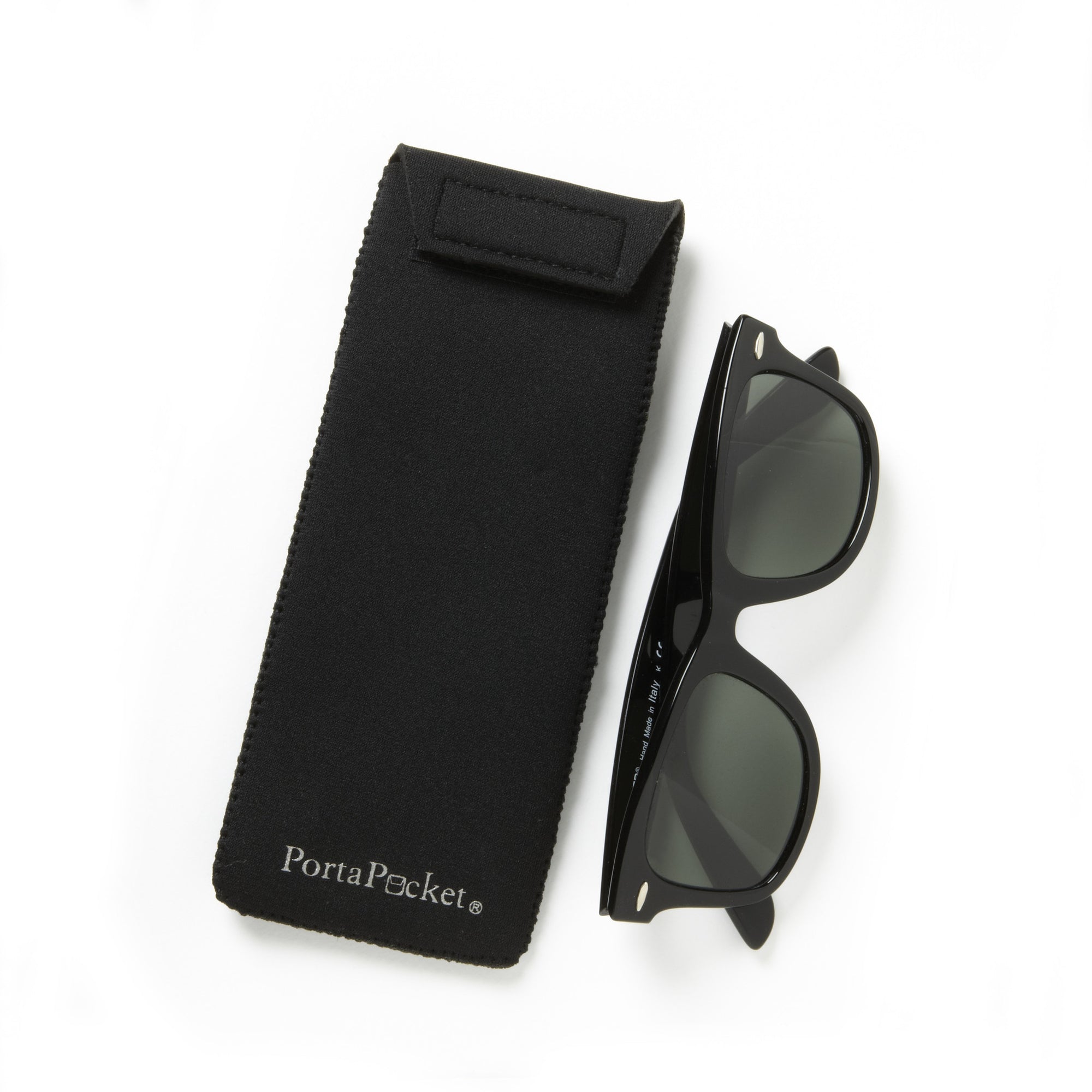 black neoprene case for sunglasses or glasses