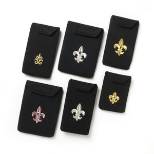 variety of fleur de lis pockets; fits passports + iphone5 etc