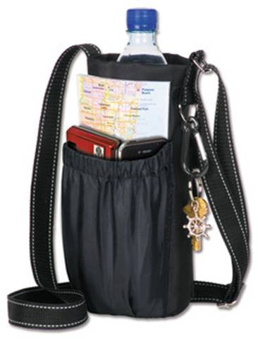 The Go Caddy Water Bottle Holder ~ cylindrical tote bag ~ fits bottles up  to 1.5 liter